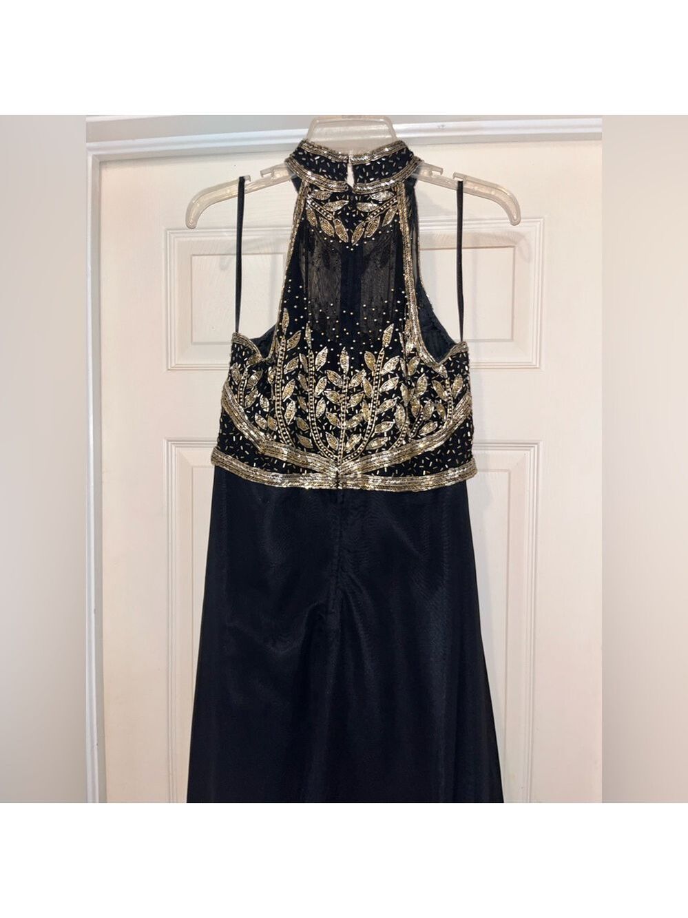 Vintage Black and Gold Beaded Long Formal Dress by Scala - Picture 6 of 13